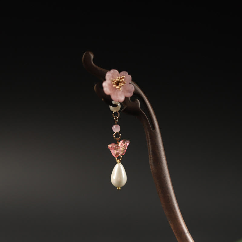 Nimara Ritual Ebony Flower Butterfly Blessing Hairpin