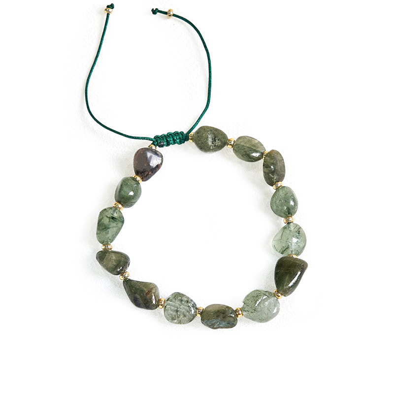 Nimara Ritual Green Rutilated Quartz Braid String Protection Bracelet