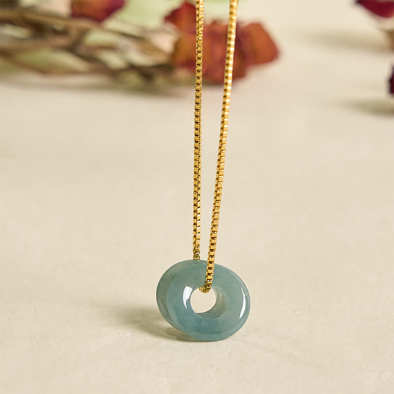 Nimara Ritual Jade Double Peace Buckle Prosperity Necklace Pendant
