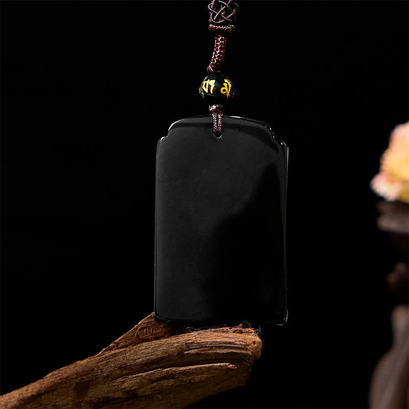 Nimara Ritual Natural Black Obsidian Bamboo Fulfillment Necklace Pendant