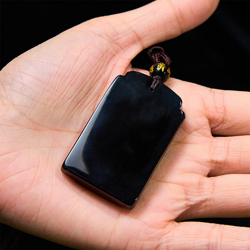 Nimara Ritual Natural Black Obsidian Bamboo Fulfillment Necklace Pendant