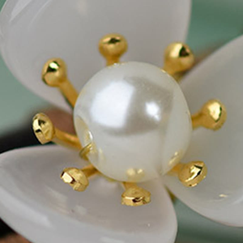 Nimara Ritual Grain Wood Liuli Magnolia Flowers Pearl Protection Hairpin