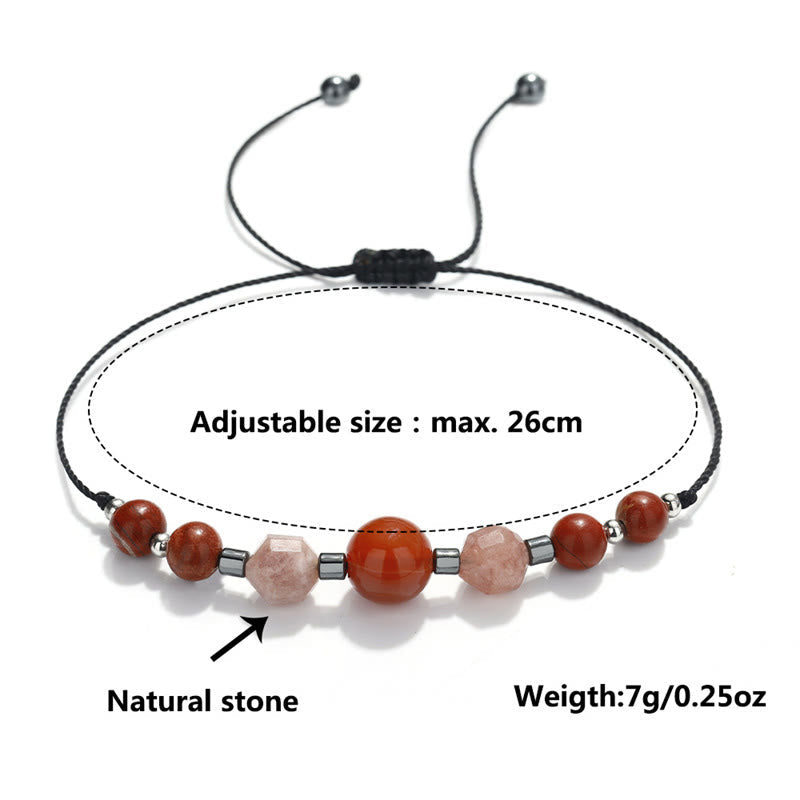 Nimara Ritual Believe You Can Carnelian Red Jasper Hematite Sun Stone Positive Bracelet
