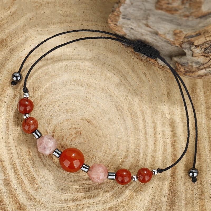 Nimara Ritual Believe You Can Carnelian Red Jasper Hematite Sun Stone Positive Bracelet