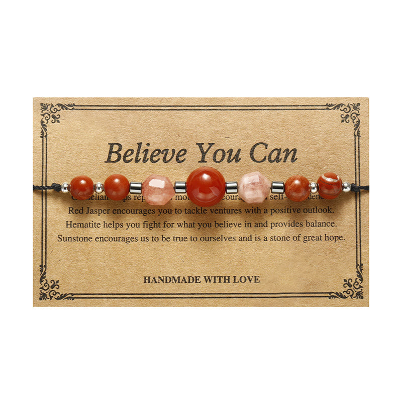 Nimara Ritual Believe You Can Carnelian Red Jasper Hematite Sun Stone Positive Bracelet