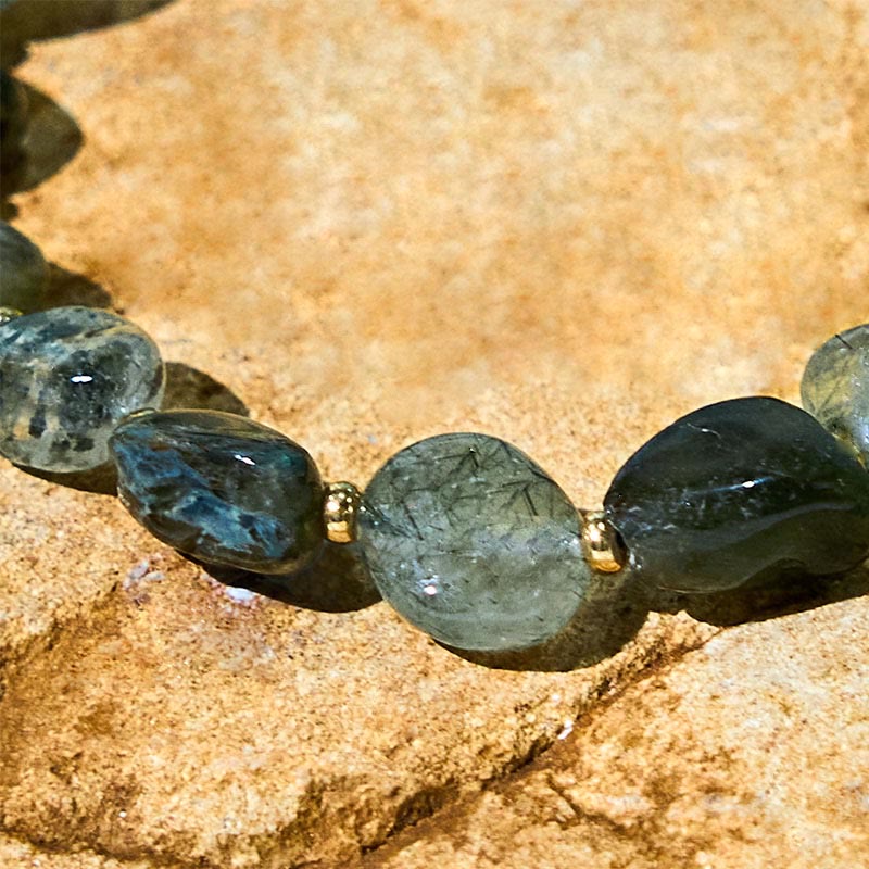 Nimara Ritual Green Rutilated Quartz Braid String Protection Bracelet