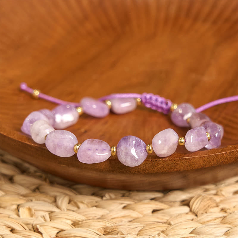 Nimara Ritual Irregular Shape Amethyst Braid String Balance Bracelet