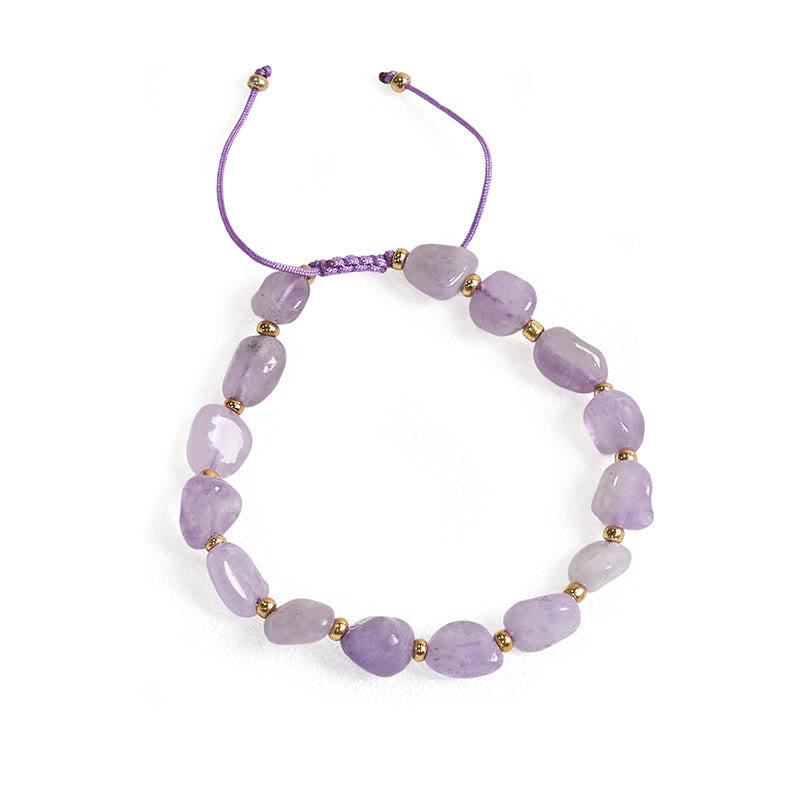 Nimara Ritual Irregular Shape Amethyst Braid String Balance Bracelet