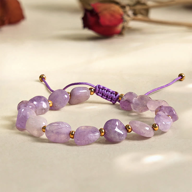 Nimara Ritual Irregular Shape Amethyst Braid String Balance Bracelet