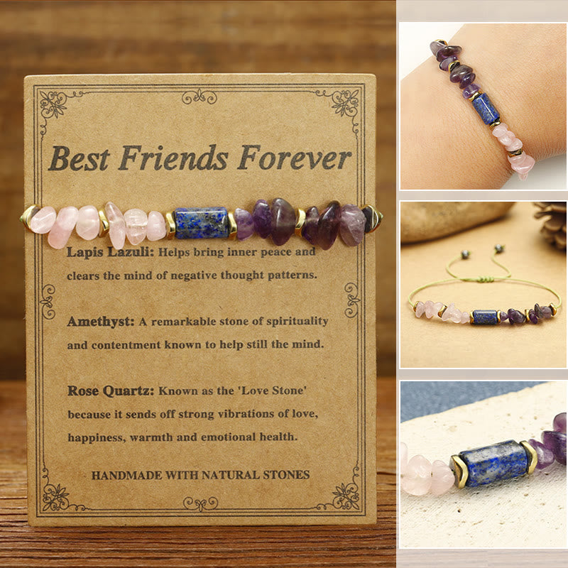 Nimara Ritual Best Friends Forever Amethyst Rose Quartz Lazurite Spiritual Bracelet
