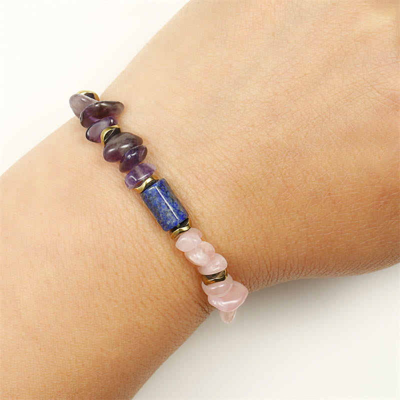 Nimara Ritual Best Friends Forever Amethyst Rose Quartz Lazurite Spiritual Bracelet
