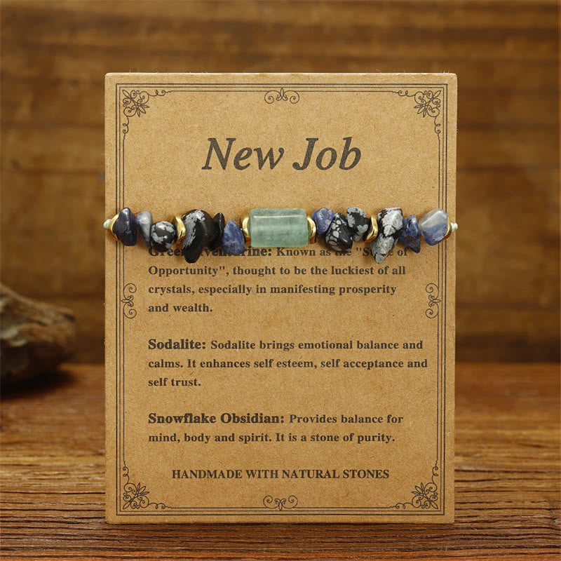 Nimara Ritual New Job Green Aventurine Sodalite Snowflake Obsidian Energy Bracelet
