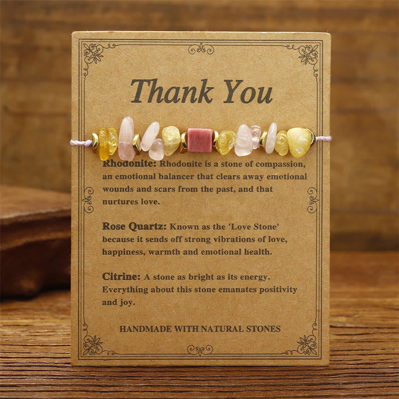 Nimara Ritual Thank You Rose Quartz Citrine Rhodonite Passionate Bracelet