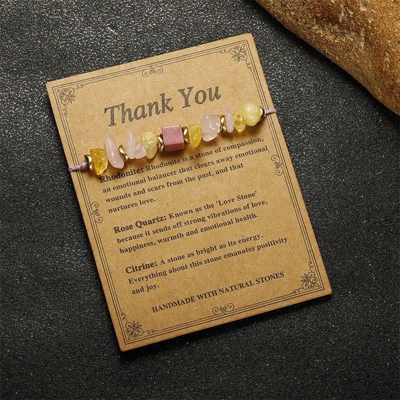 Nimara Ritual Thank You Rose Quartz Citrine Rhodonite Passionate Bracelet