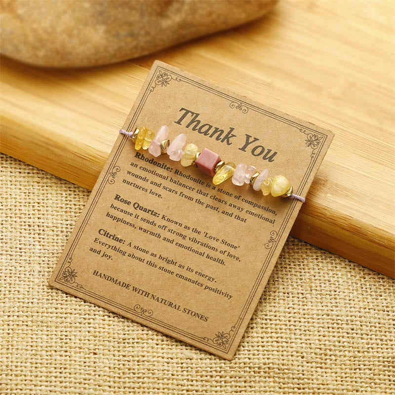 Nimara Ritual Thank You Rose Quartz Citrine Rhodonite Passionate Bracelet