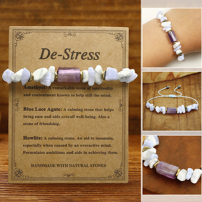 Nimara Ritual De-Stress Amethyst Blue Lace Agate Howlite Healing Bracelet