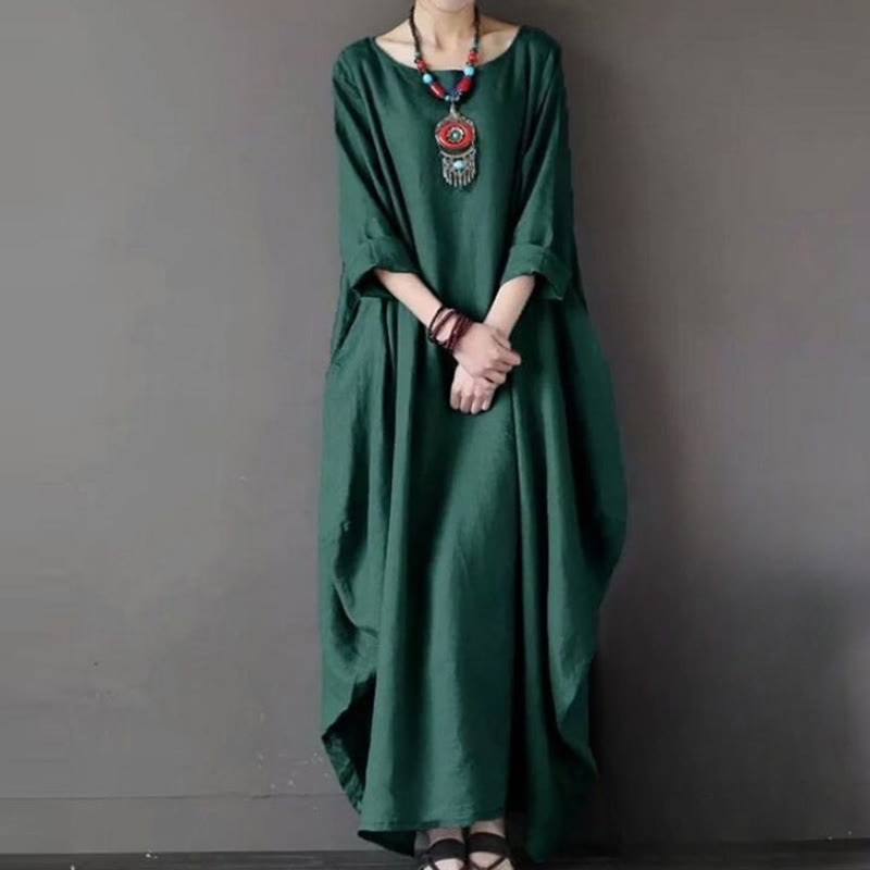 Nimara Ritual Solid Color Three Quarter Sleeve Women's Maxi Dress