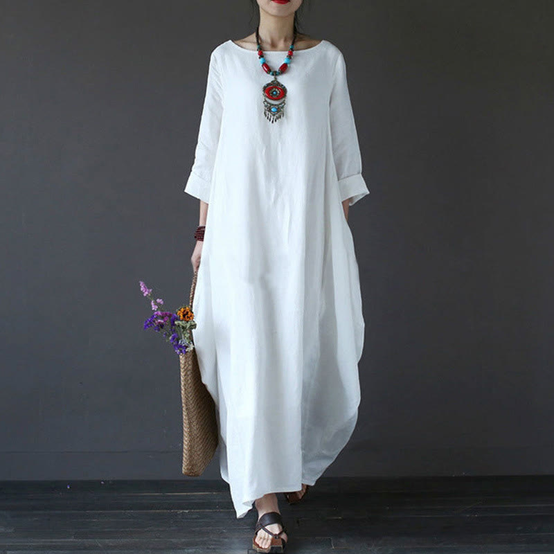 Nimara Ritual Solid Color Three Quarter Sleeve Women's Maxi Dress