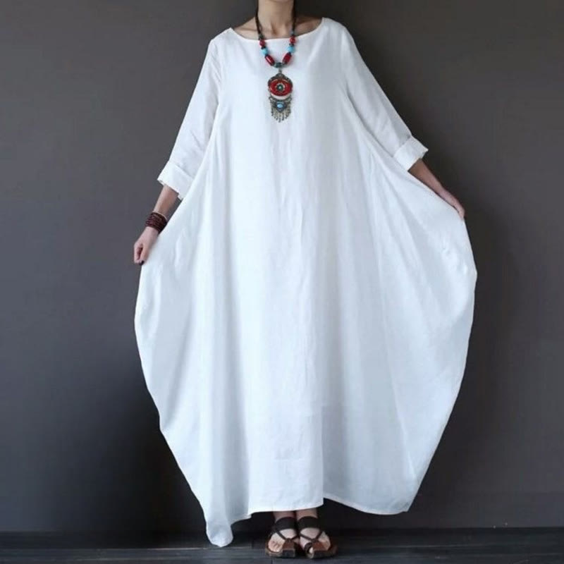 Nimara Ritual Solid Color Three Quarter Sleeve Women's Maxi Dress