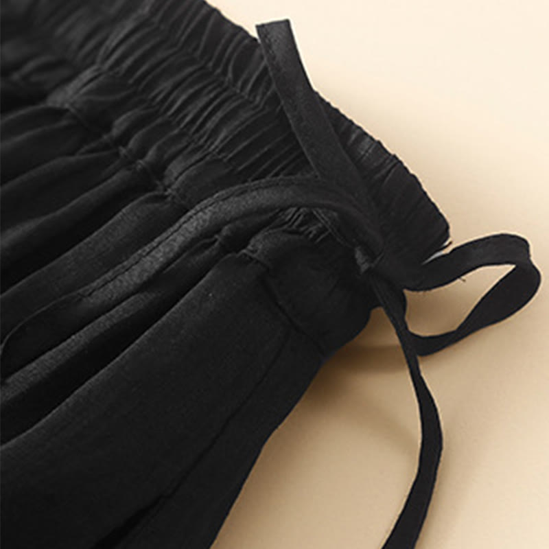 Nimara Ritual Plain Lace Up Elastic Waist Women's Skirt With Pockets