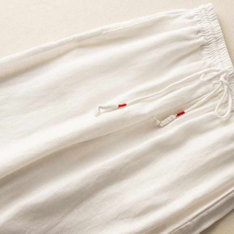 Nimara Ritual Casual Embroidery Bohemian Pattern Drawstring Women's Wide Leg Pants With Pockets