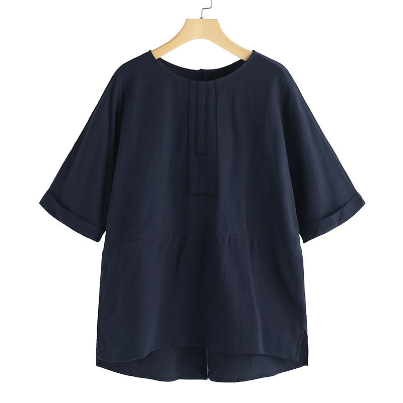 Nimara Ritual Summer Casual Plain Half Sleeve Crew Neck Side Slit Women's T-Shirt