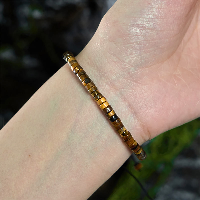 Nimara Ritual Natural Tiger Eye Spacer Bead Courage Bracelet