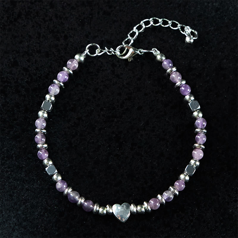 Nimara Ritual Natural Stone Amazonite Amethyst Lazurite Rose Quartz Heart Positive Balance Bracelet
