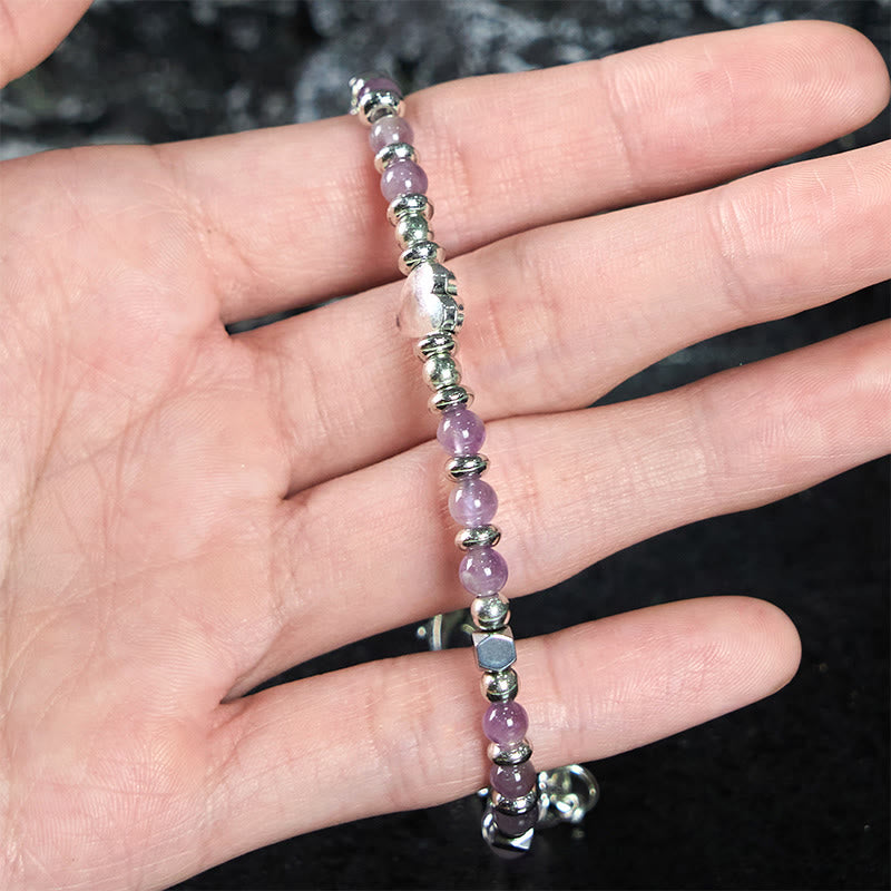 Nimara Ritual Natural Stone Amazonite Amethyst Lazurite Rose Quartz Heart Positive Balance Bracelet