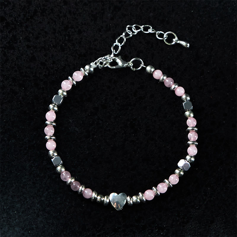 Nimara Ritual Natural Stone Amazonite Amethyst Lazurite Rose Quartz Heart Positive Balance Bracelet