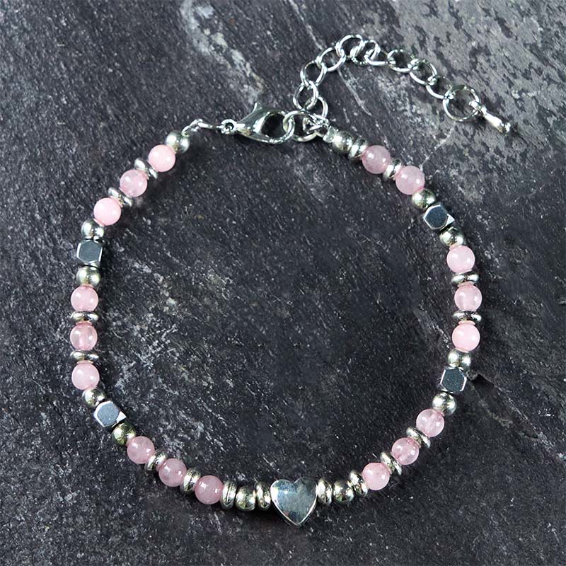 Nimara Ritual Natural Stone Amazonite Amethyst Lazurite Rose Quartz Heart Positive Balance Bracelet