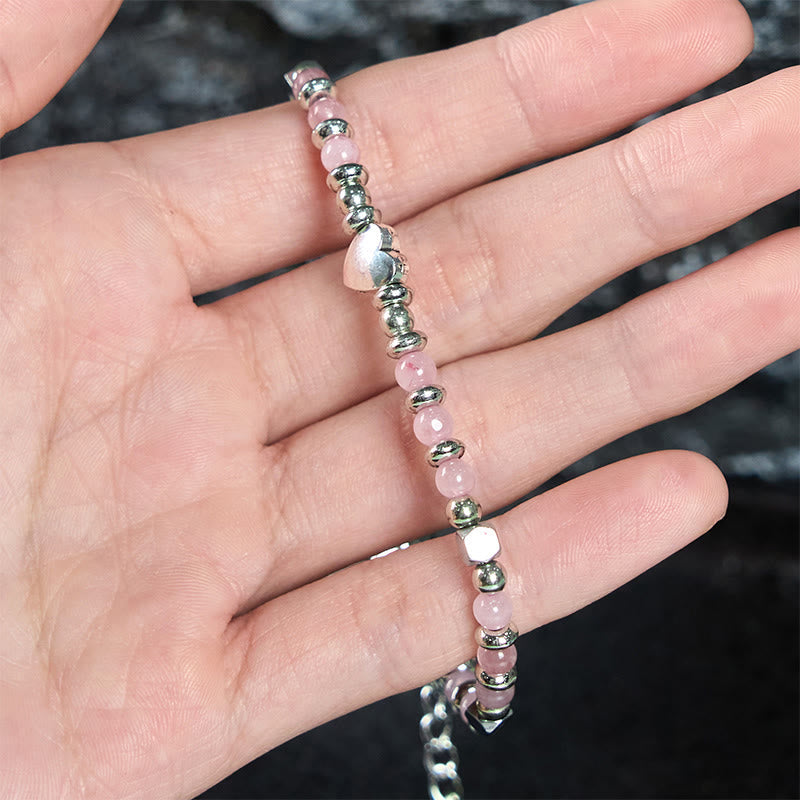 Nimara Ritual Natural Stone Amazonite Amethyst Lazurite Rose Quartz Heart Positive Balance Bracelet