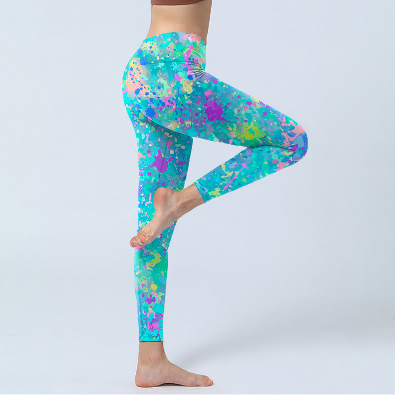 Nimara Ritual Splash Ink Print Exercise Leggings Women's Yoga Pants