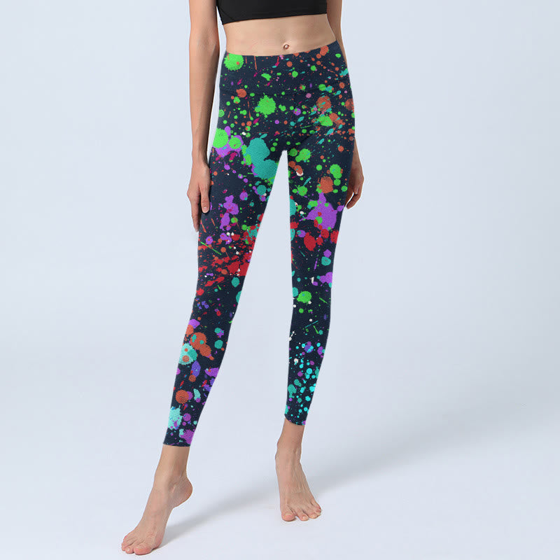 Nimara Ritual Black Splash Ink Print Exercise Leggings Women's Yoga Pants