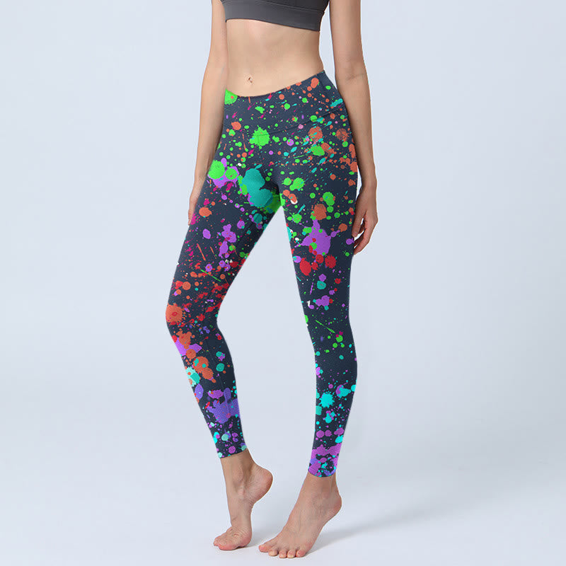Nimara Ritual Black Splash Ink Print Exercise Leggings Women's Yoga Pants