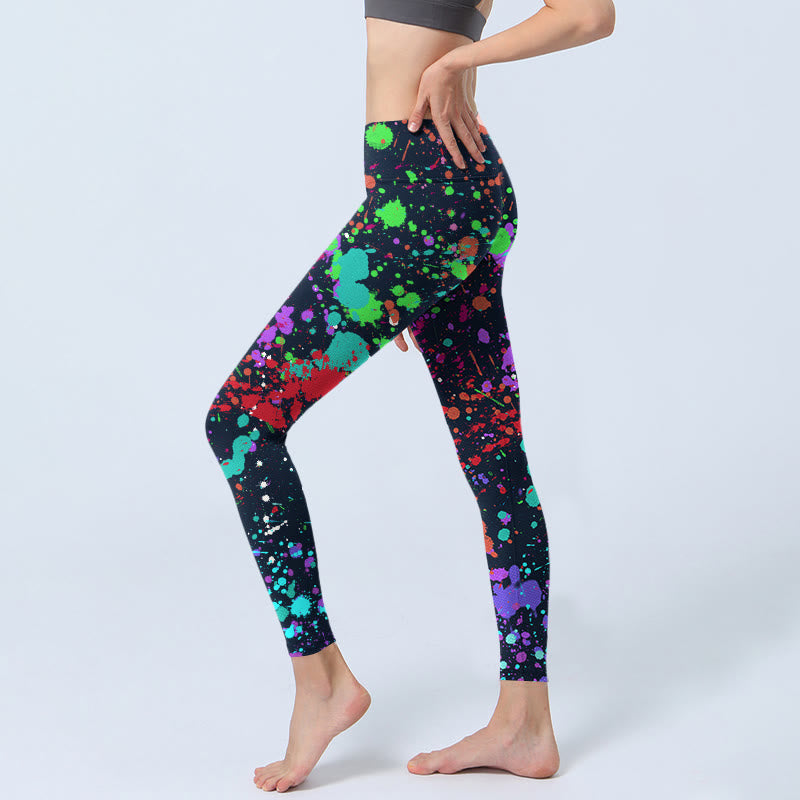 Nimara Ritual Black Splash Ink Print Exercise Leggings Women's Yoga Pants
