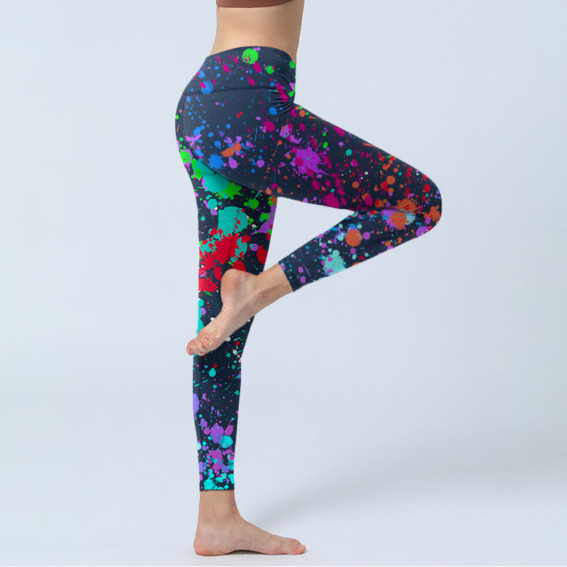Nimara Ritual Black Splash Ink Print Exercise Leggings Women's Yoga Pants