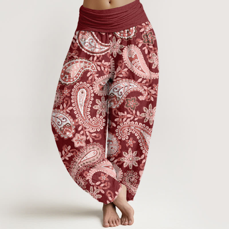 Nimara Ritual Cotton Casual Paisley Pattern Women's Elastic Waist Harem Pants