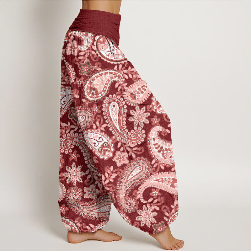 Nimara Ritual Cotton Casual Paisley Pattern Women's Elastic Waist Harem Pants