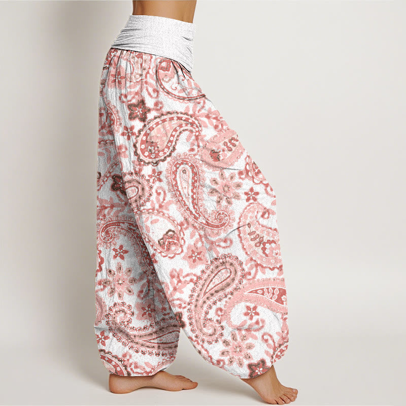 Nimara Ritual Cotton Casual Paisley Pattern Women's Elastic Waist Harem Pants