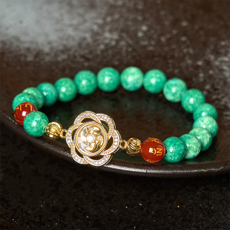 Nimara Ritual Natural Jade Om Mani Padme Hum Cyclone Charm Prosperity Bracelet