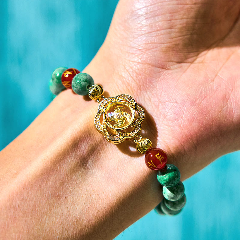 Nimara Ritual Natural Jade Om Mani Padme Hum Cyclone Charm Prosperity Bracelet
