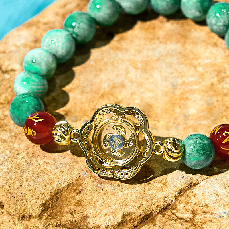 Nimara Ritual Natural Jade Om Mani Padme Hum Cyclone Charm Prosperity Bracelet