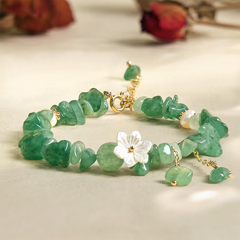 Nimara Ritual Natural Strawberry Quartz Green Strawberry Quartz Super Seven Crystal Flower Healing Bracelet