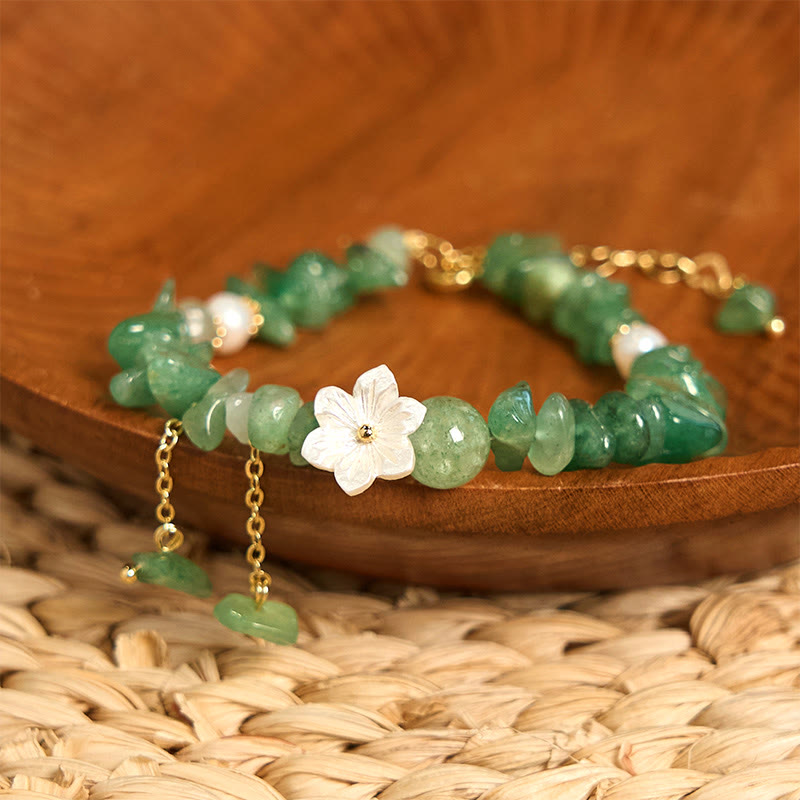 Nimara Ritual Natural Strawberry Quartz Green Strawberry Quartz Super Seven Crystal Flower Healing Bracelet