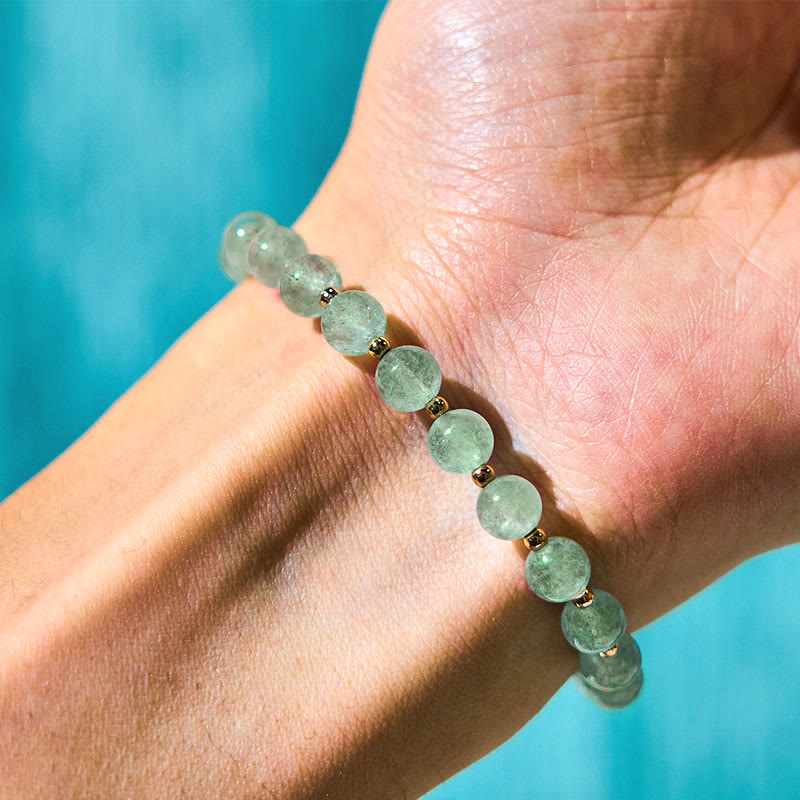 Nimara Ritual Natural Strawberry Quartz Green Strawberry Quartz Butterfly Charm Love Bracelet