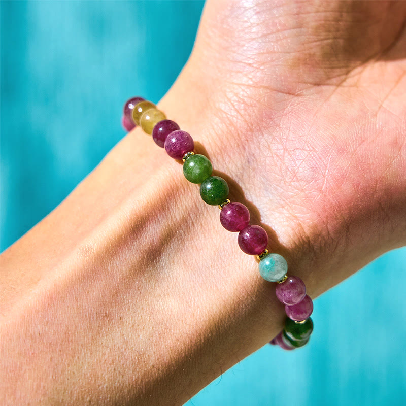 Nimara Ritual Colorful Tourmaline Lucky Cat Positive Bracelet