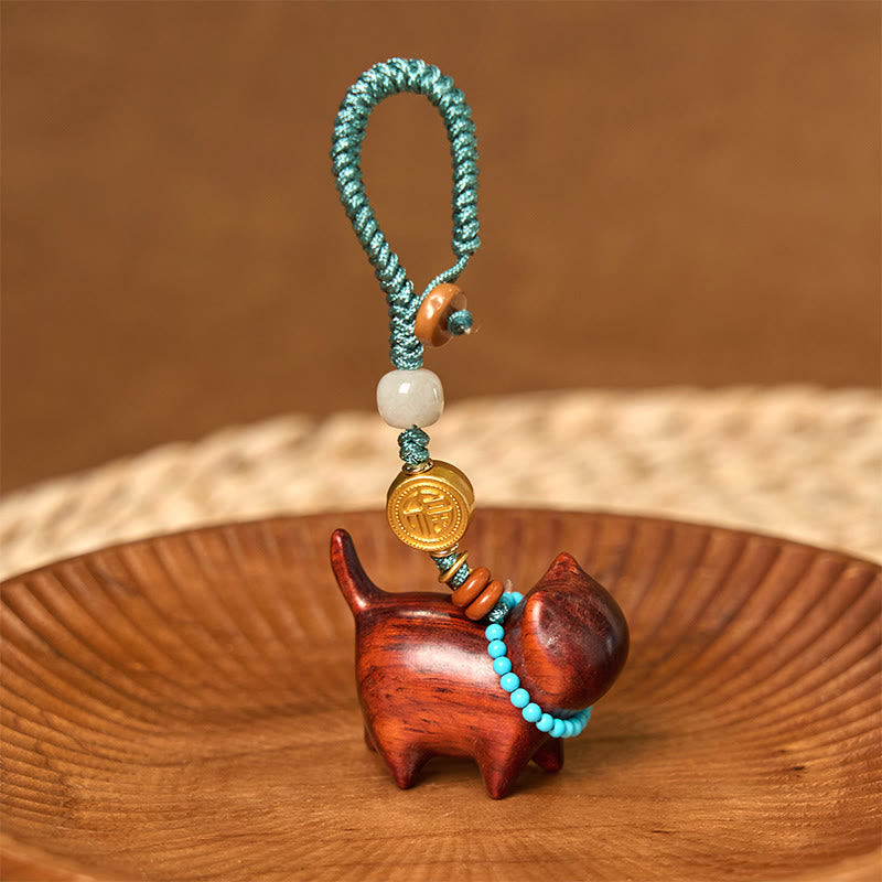 Nimara Ritual Hetian Jade Natural Sandalwood Red Sandalwood Green Sandalwood Fu Character Abundance Key Chain