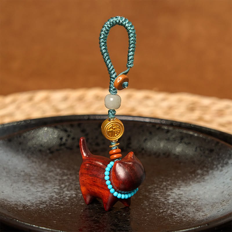 Nimara Ritual Hetian Jade Natural Sandalwood Red Sandalwood Green Sandalwood Fu Character Abundance Key Chain