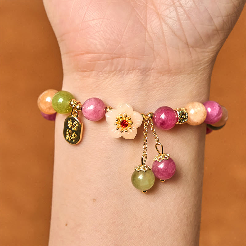 Nimara Ritual Natural Tourmaline Fu Character Flower Lucky Brand Bracelet